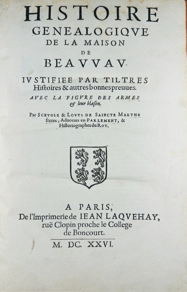 Saincte Marthe (scevole And Louys) - Genealogical History Of The House Of Beauvau. 1626, Bound.-photo-4