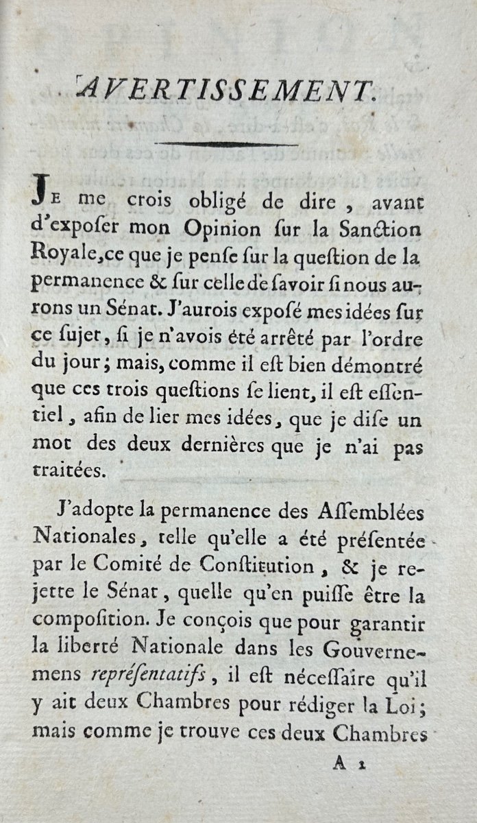 Salle (m.) - Opinion Of Mr. Salle, Deputy Of Lorraine, On The Royal Sanction. Baudouin, 1789.-photo-2