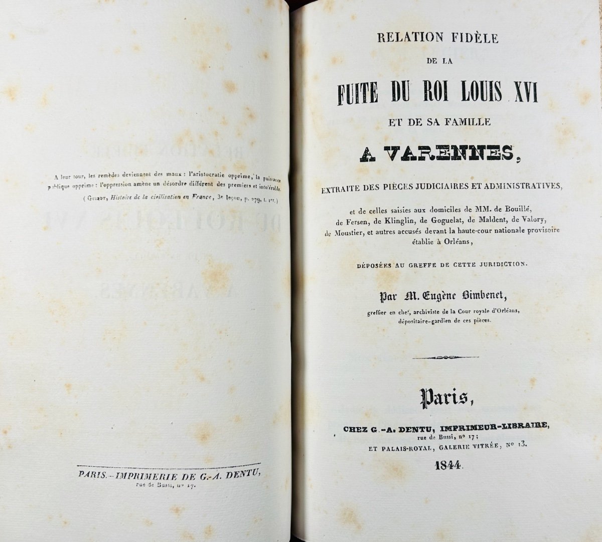 Collection Of 2 Works On The Flight Of King Louis XVI To Varennes In 1791. 1843 And 1844, Bound.-photo-2