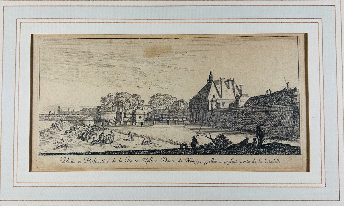 Silvestre (israel) - View And Perspective Of The Notre Dame Gate In Nancy. Around 1680, Framed.-photo-2