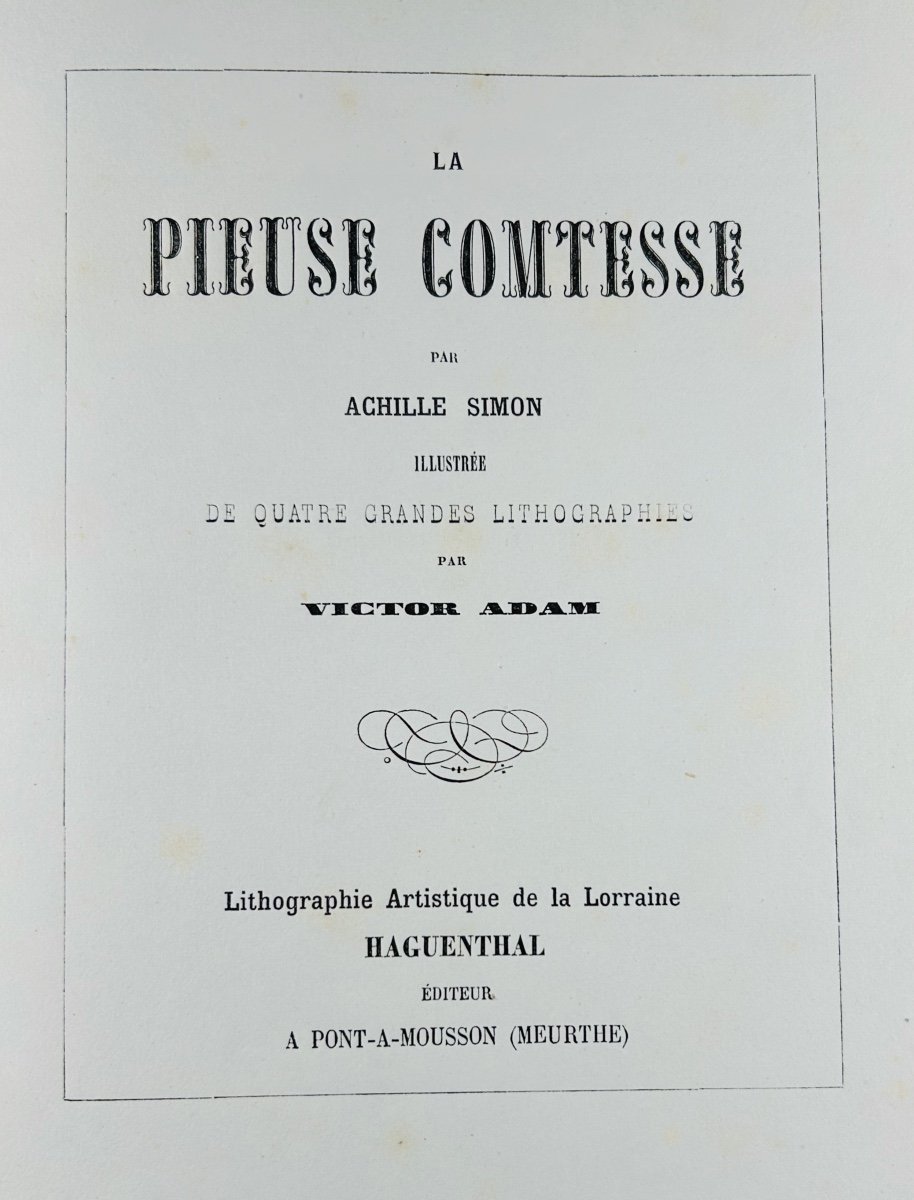 SIMON (Achille) - La Pieuse comtesse. Pont-à-Mousson, Haguenthal, 1840, cartonnage d'éditeur.-photo-1