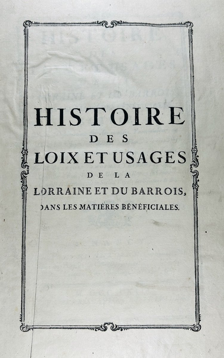 THIBAULT (François Timothée) - Histoire des loix et usages de la Lorraine et du Barrois. 1763.-photo-4