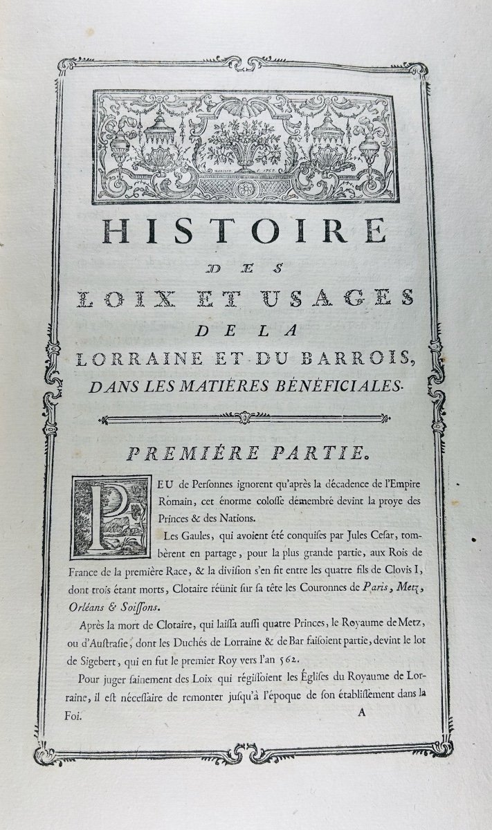 THIBAULT (François Timothée) - Histoire des loix et usages de la Lorraine et du Barrois. 1763.-photo-4