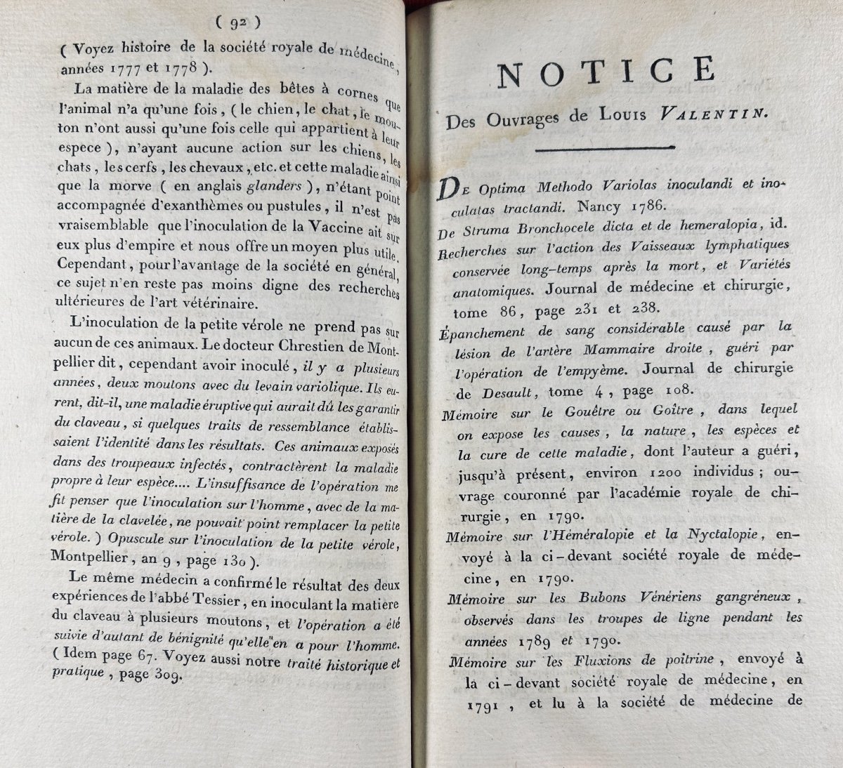 Valentin (louis) - Results Of The Inoculation Of The Vaccine In Lorraine. 1802, Period Binding-photo-2