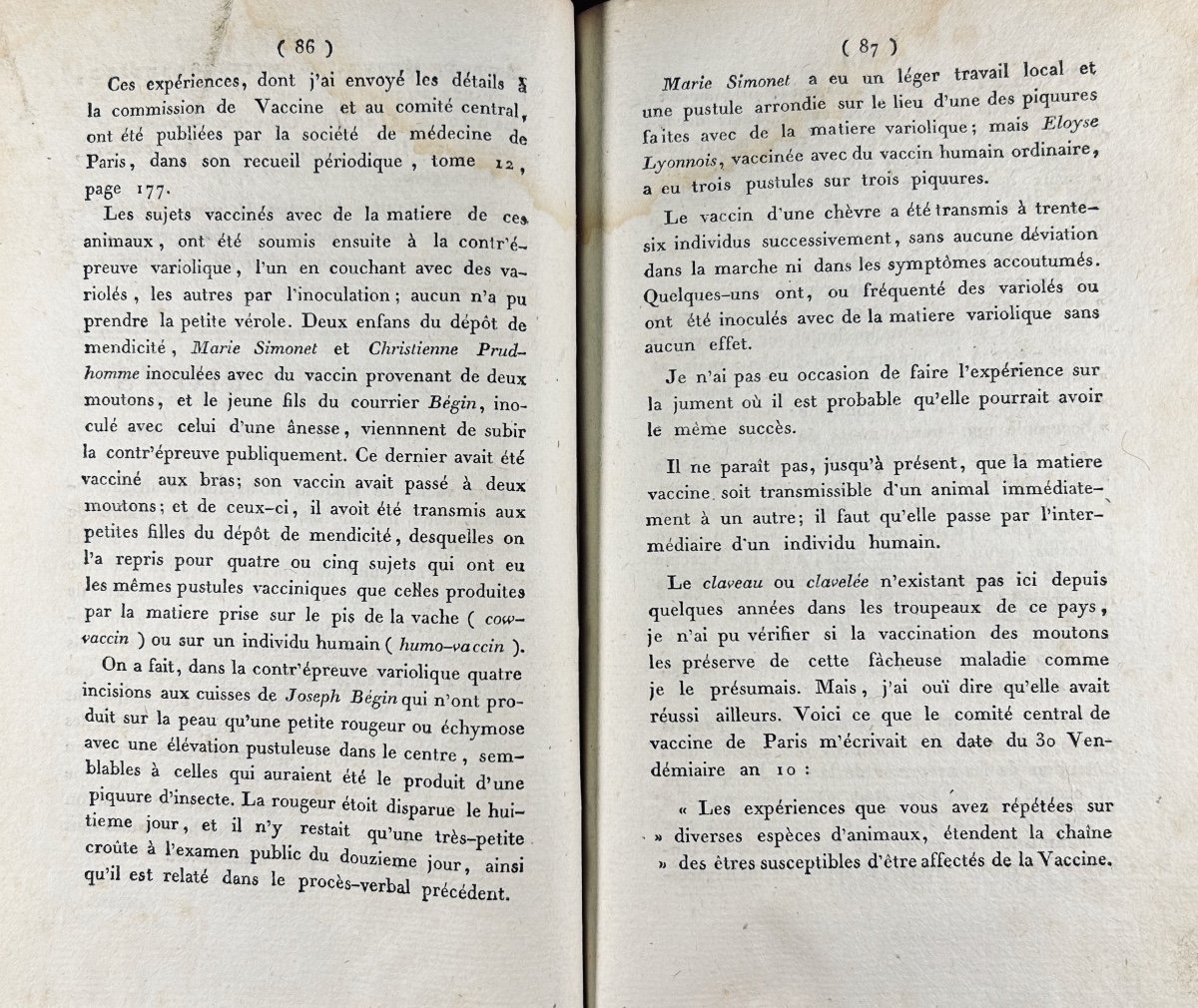 Valentin (louis) - Results Of The Inoculation Of The Vaccine In Lorraine. 1802, Period Binding-photo-3