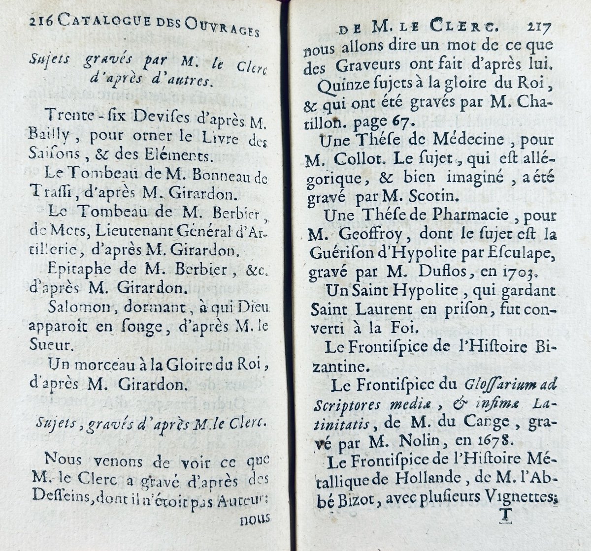 Vallemont - Eulogy Of Mr Le Clerc, Roman Knight Designer. 1715, Old Binding.-photo-3