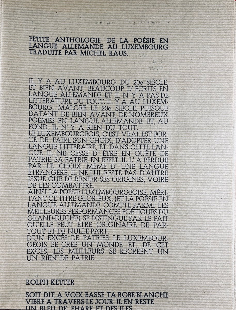 VODAINE (Jean) - Revue  dire n° 22. Anthologie de la poésie en  allemand au Luxembourg. 1977.-photo-2