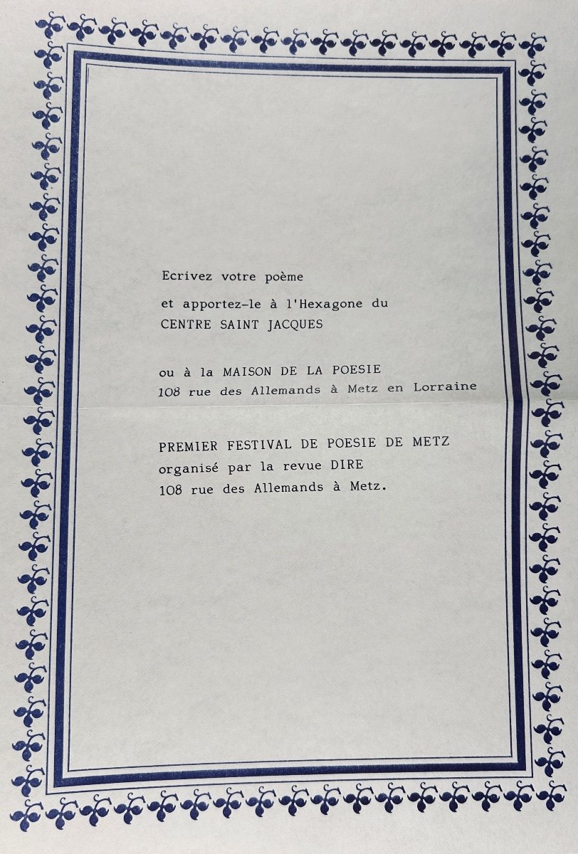 Vodaine (jean) - European Poetry Review Dire N° 31. Rue Des Allemands, Chez Vodaine, 1980.-photo-3