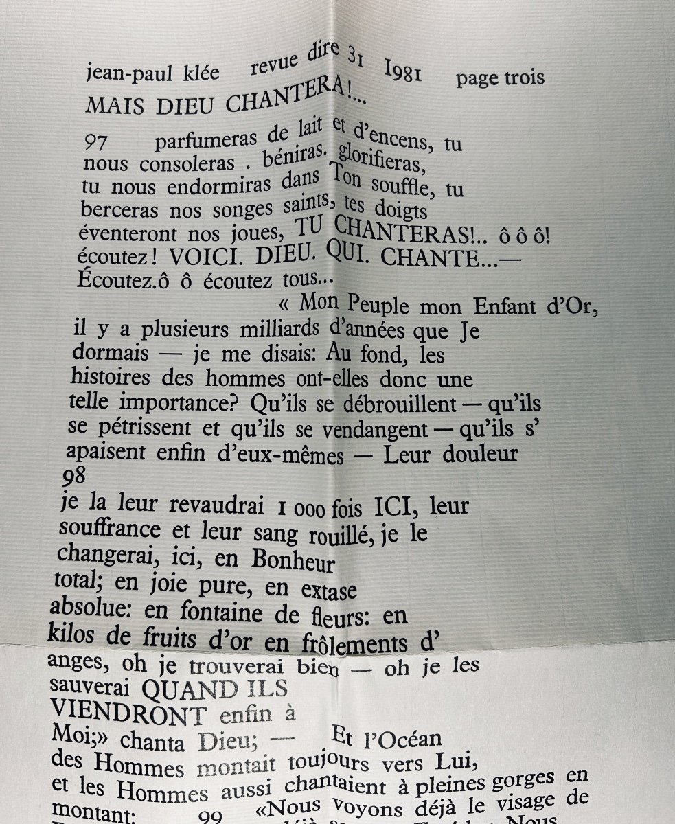 VODAINE (Jean) - Revue européenne de poésie Dire n° 31. Rue des Allemands, Chez Vodaine, 1980.-photo-7