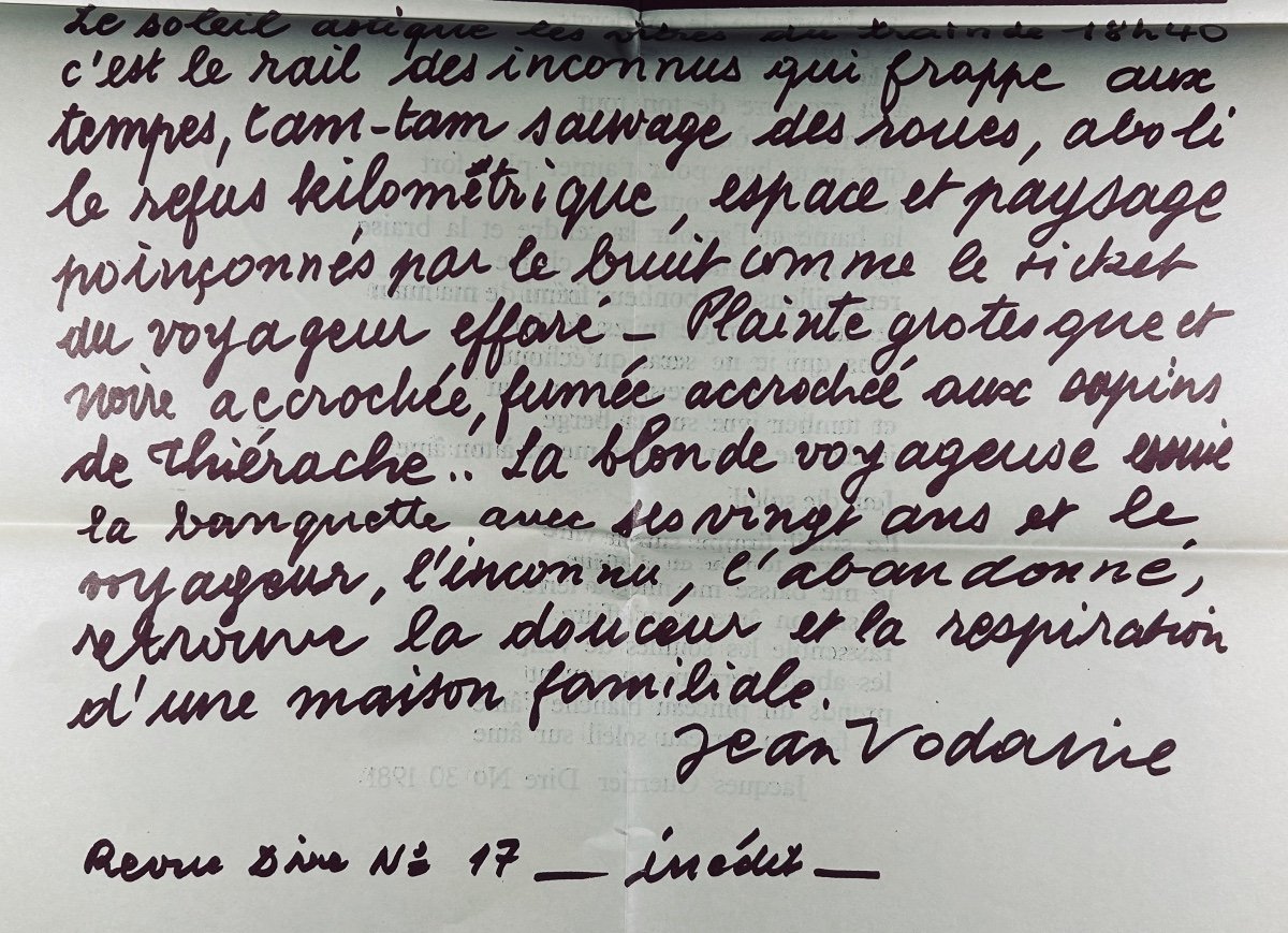 VODAINE (Jean) - Revue européenne de poésie Dire n° 30. Baslieux, Chez Vodaine, 1981, Broché.-photo-7