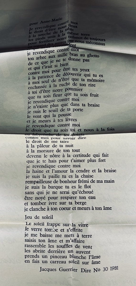 Vodaine (jean) - European Poetry Review Dire N° 30. Baslieux, Chez Vodaine, 1981, Paperback.-photo-8