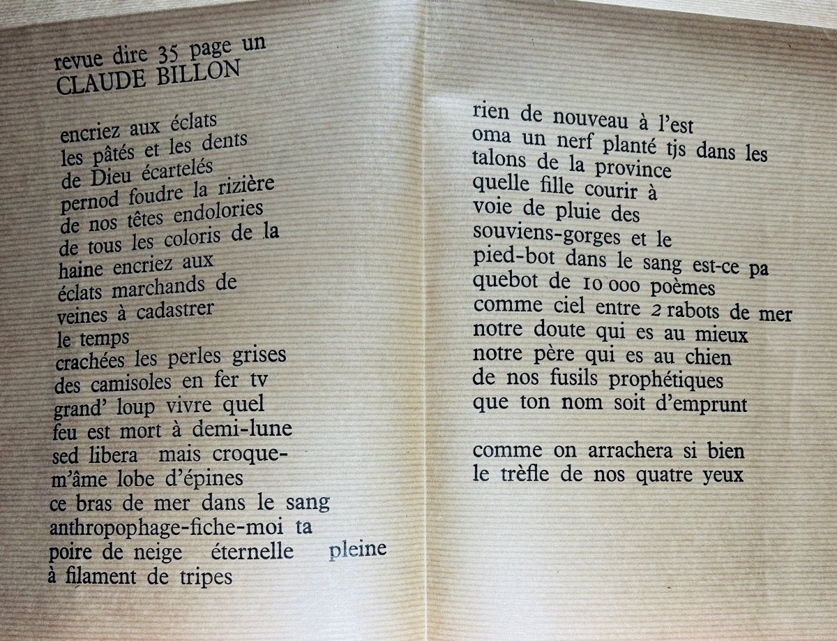 Vodaine (jean) - European Poetry Review Dire N° 35. Baslieux, Chez Vodaine, 1982, Paperback.-photo-5