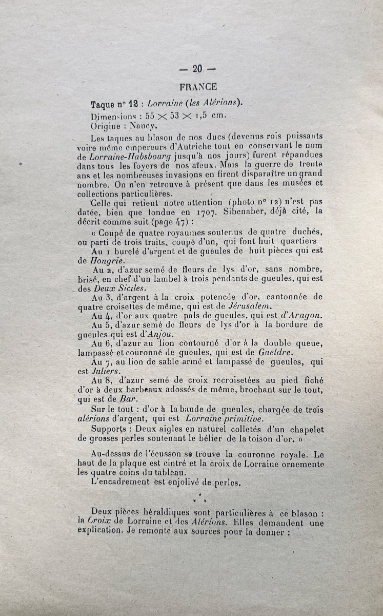 Watrin (ch.) - Simple Study On Lorraine Fireplace Plates. Longuyon, 1937, Paperback.-photo-3