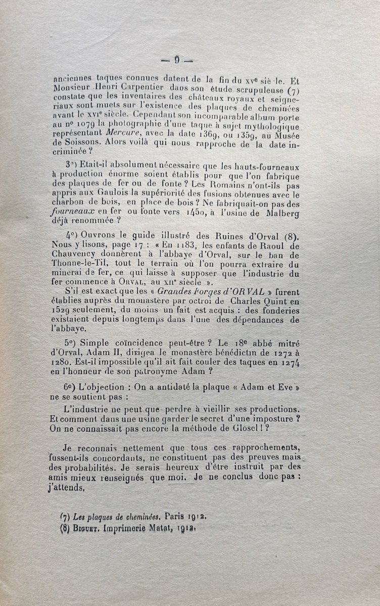 Watrin (ch.) - Simple Study On Lorraine Fireplace Plates. Longuyon, 1937, Paperback.-photo-5