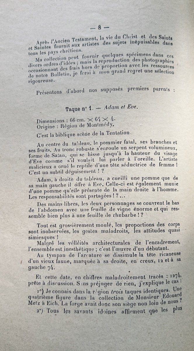 Watrin (ch.) - Simple Study On Lorraine Fireplace Plates. Longuyon, 1937, Paperback.-photo-6