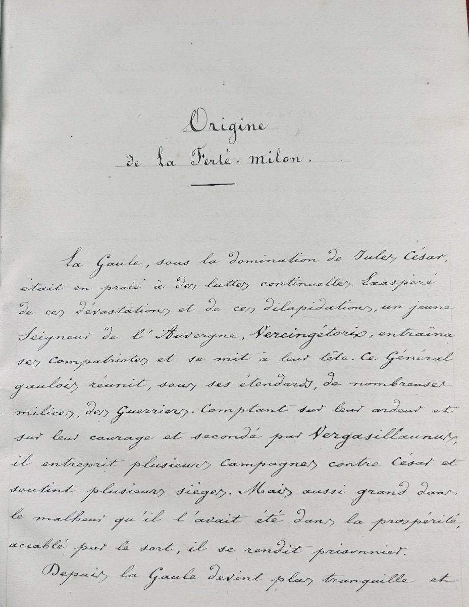 [manuscript] - History Of La Ferté-milon. At The Author's, Circa 1860, Hardcover, 3 Drawings.-photo-4