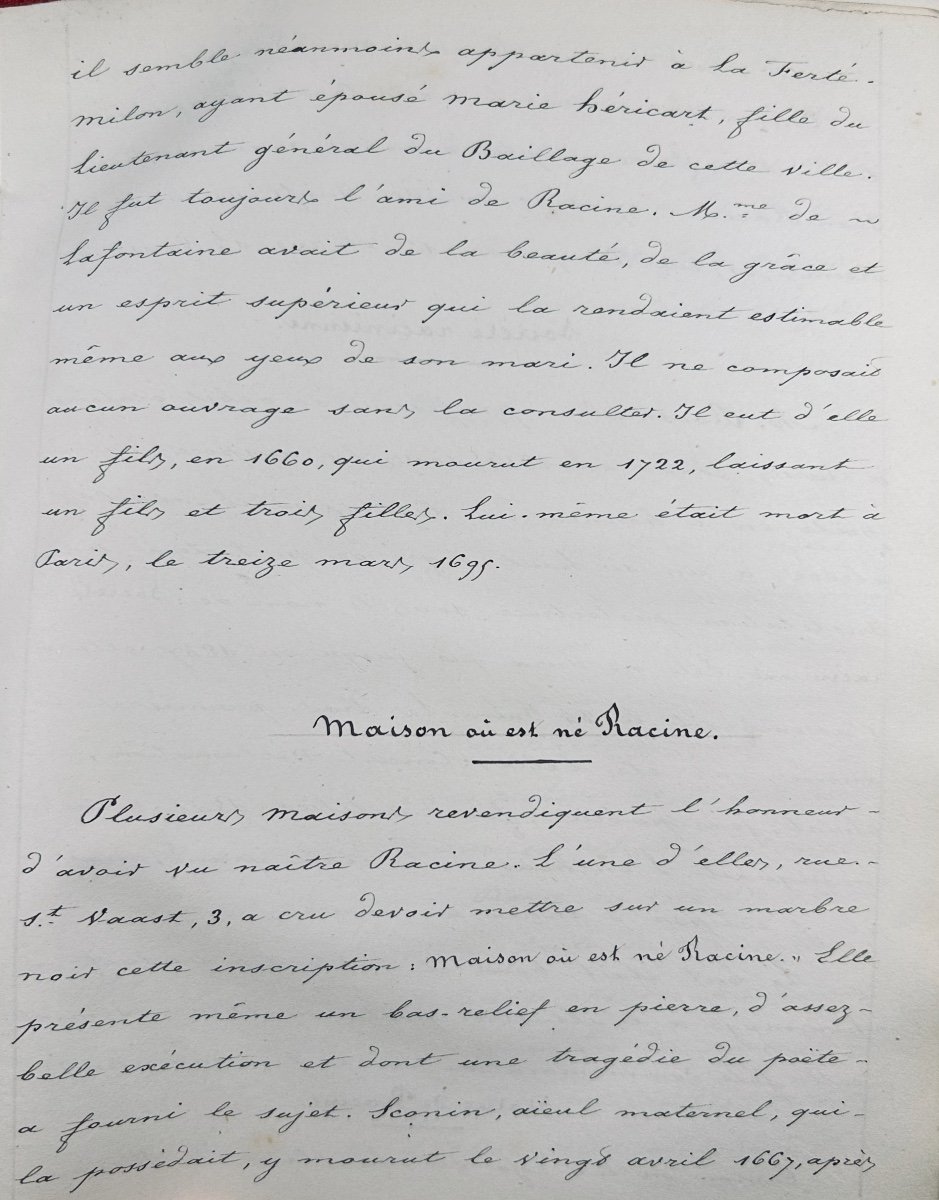 [manuscript] - History Of La Ferté-milon. At The Author's, Circa 1860, Hardcover, 3 Drawings.-photo-6