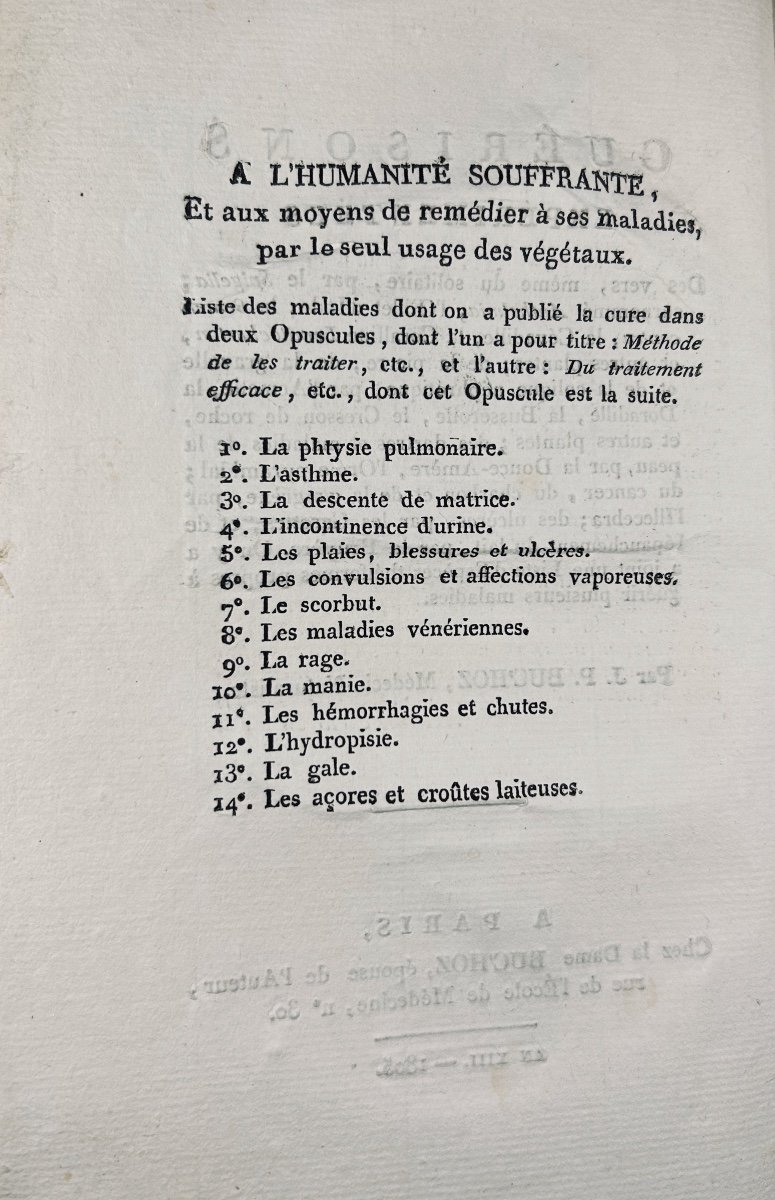 BUC'HOZ (Joseph Pierre) - Guérisons expérimentées. Chez  Buc'Hoz, 1805, cartonnage d'époque.-photo-3