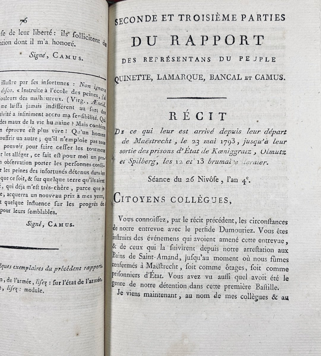 CAMUS - BANCAL - QUINETTE - LAMARQUE - DROUET - Rapports des représentants du peuple. 1796.-photo-6