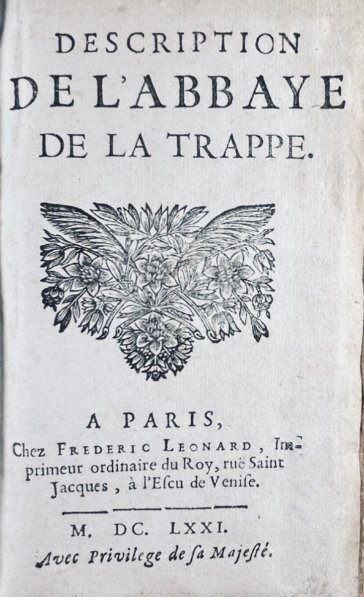 Félibien Des Avaux - Description Of The Abbey Of La Trappe. At Léonard, 1671, Vellum Binding