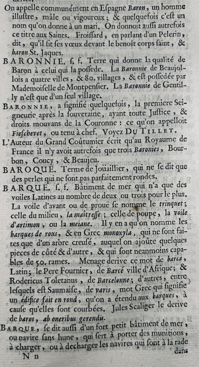 Furetière - Universal Dictionary, Generally Containing All French Words. 1701, Bound.-photo-5