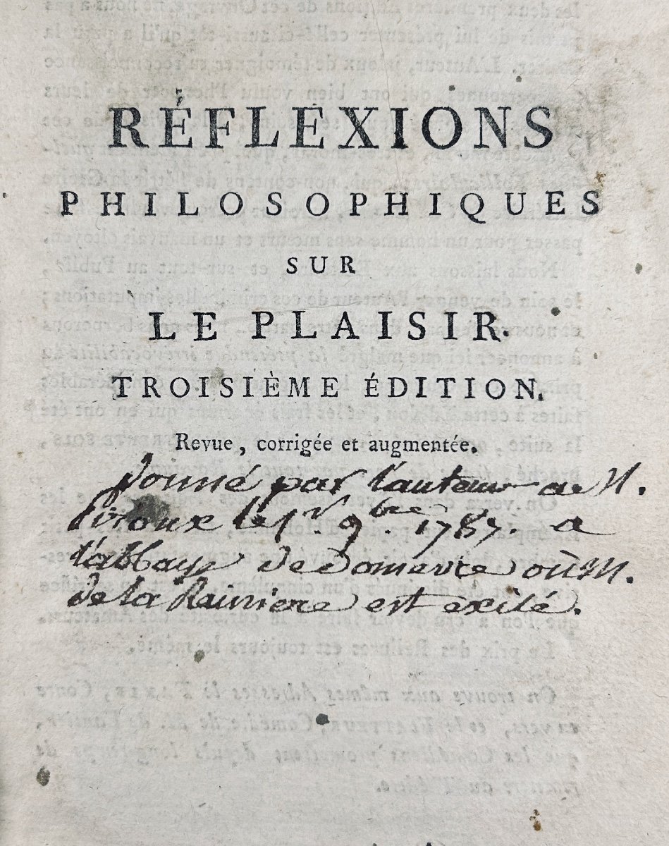 [grimod De La Reynière] - Philosophical Reflections On Pleasure By A Bachelor. 1784.