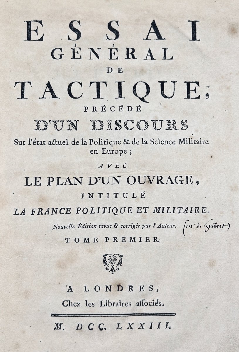 GUIBERT - Essai général de tactique. 1773, 2 volumes, reliures d'époque, 27 planches dépliantes-photo-4