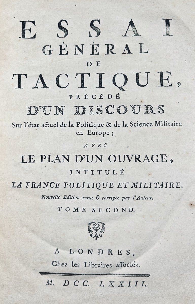 GUIBERT - Essai général de tactique. 1773, 2 volumes, reliures d'époque, 27 planches dépliantes-photo-2