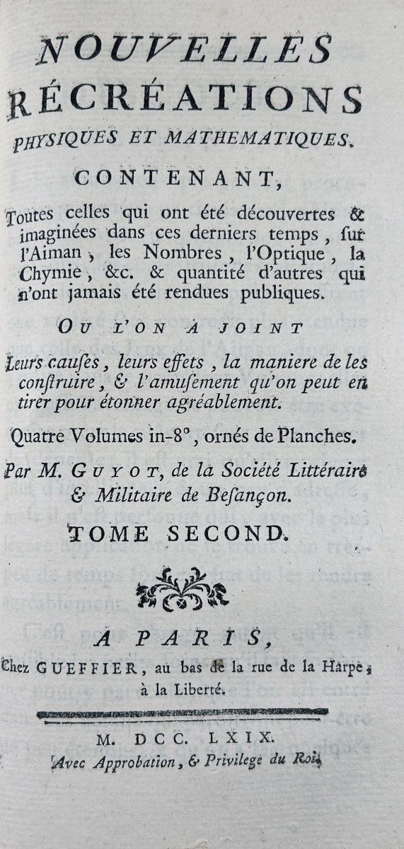 GUYOT (Edmé Gilles) - Nouvelles récréations physiques et mathématiques. Chez Gueffier, 1769.-photo-5