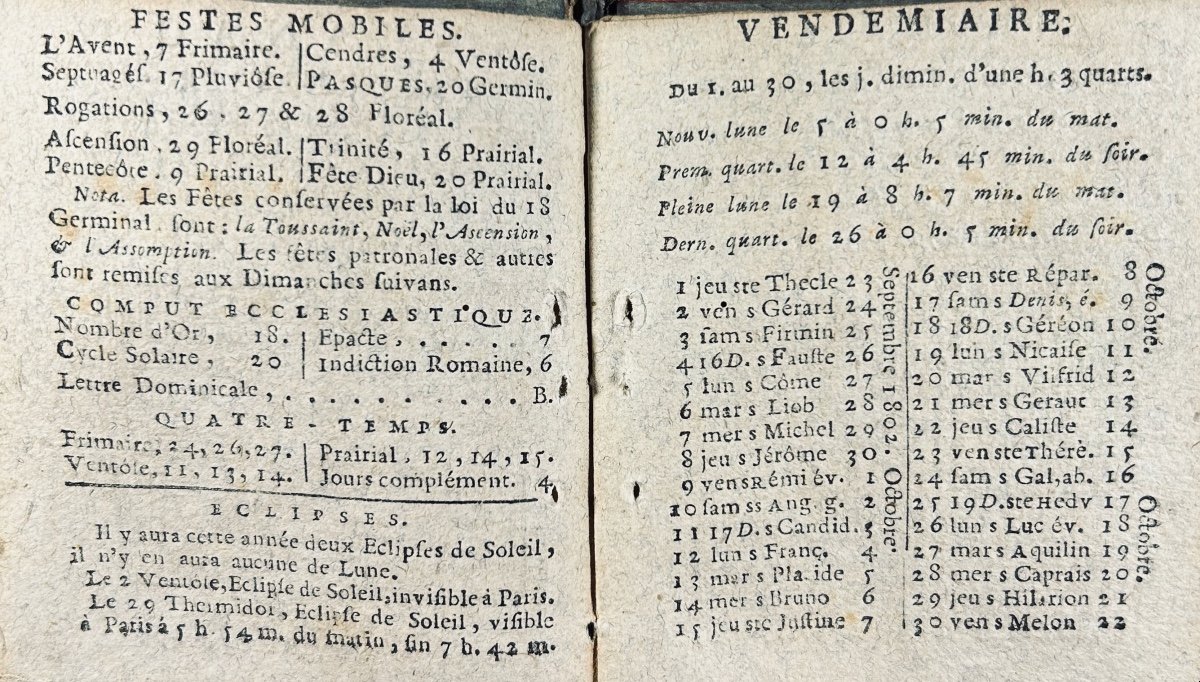 LAENSBERG (Mathieu) - Almanach journalier pour l'an XI & l'année 1803. Liège, Barnabe, 1803.-photo-2