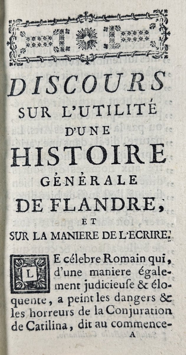 Lamoot - Discourse On The Usefulness Of A General History Of Flanders. Liège, Bassompierre, 1760.-photo-3