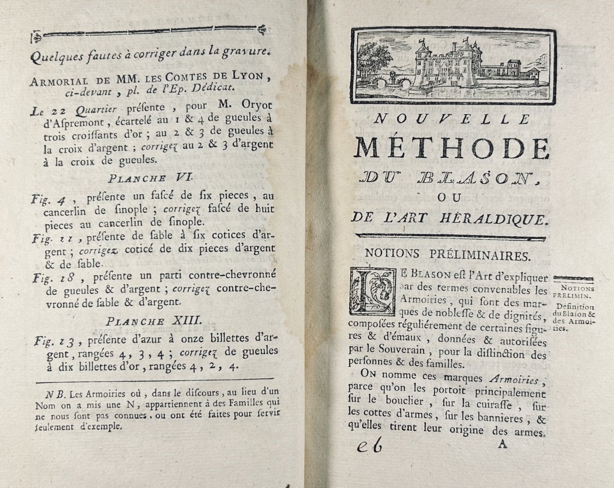 MENESTRIER - Nouvelle méthode raisonnée du blason ou l'art héraldique. Lyon, Ponthus, 1780.-photo-2