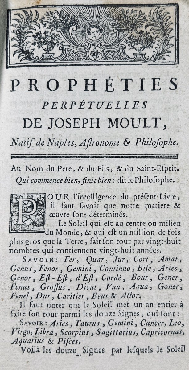 MOULT - Prophéties perpétuelles, très-curieuses & très-certaines. Naples, Chez Raymond, 1769.-photo-3