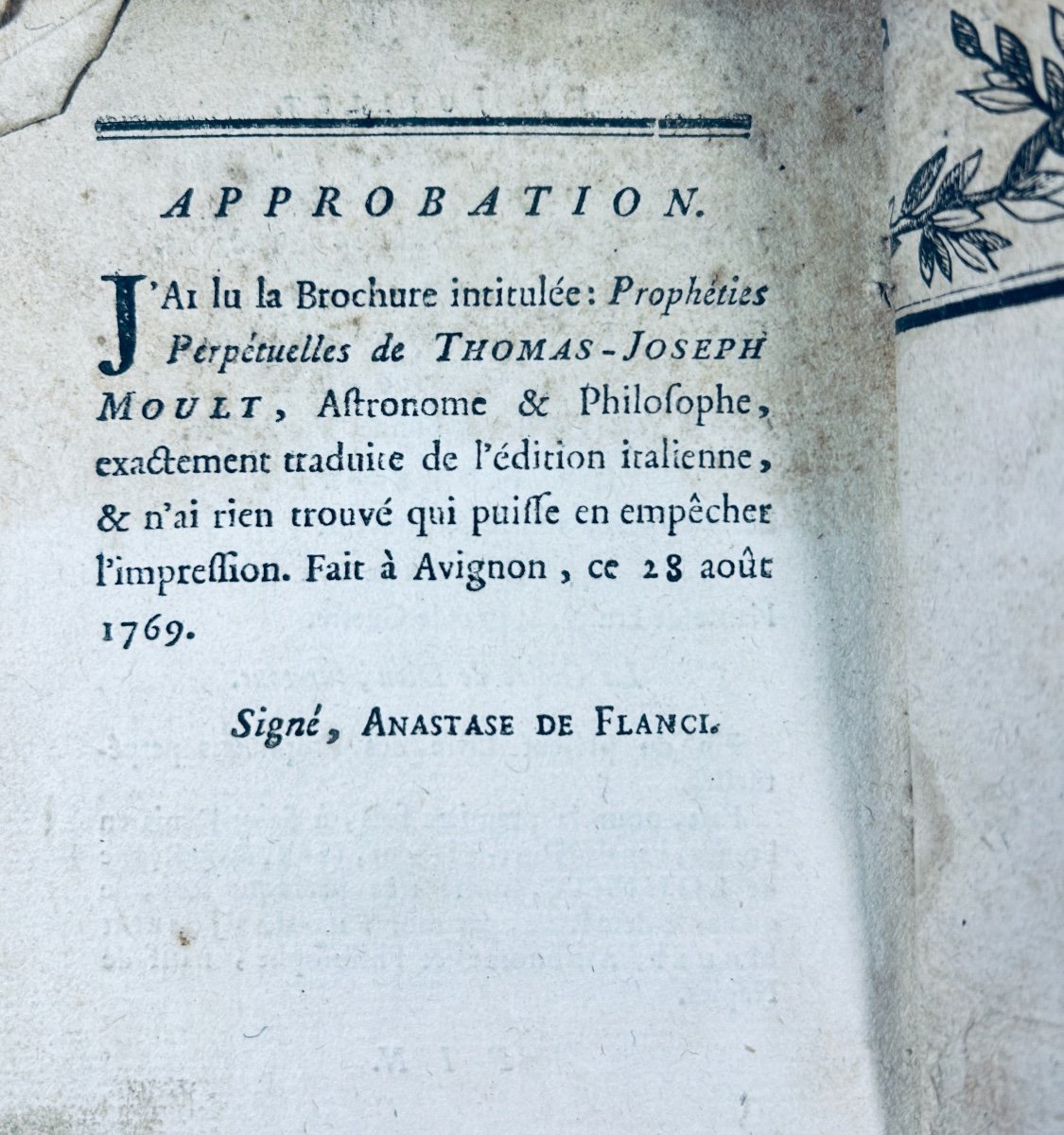 MOULT - Prophéties perpétuelles, très-curieuses & très-certaines. Naples, Chez Raymond, 1769.-photo-7