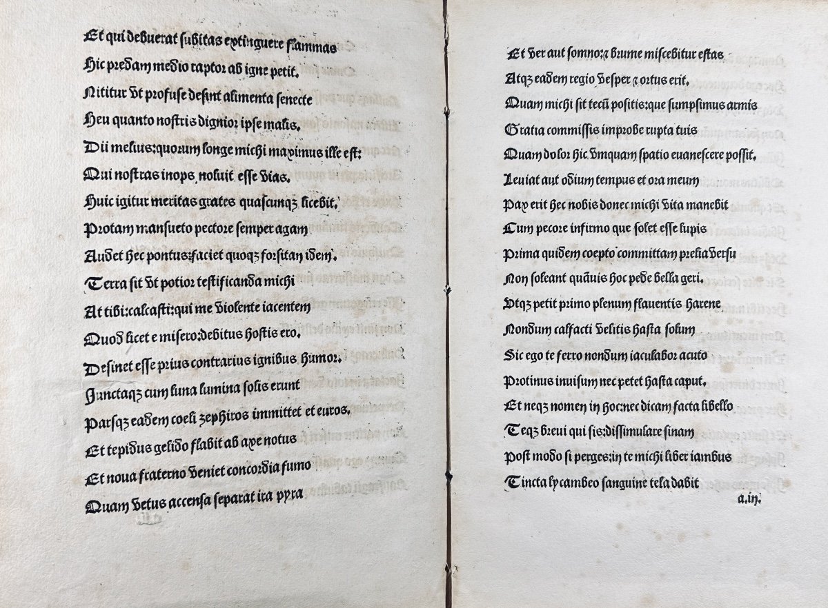 OVIDE - CP, ovidii nassonis poete clarissimi in ibim opusculii. Vers 1500, reliure moderne.-photo-2