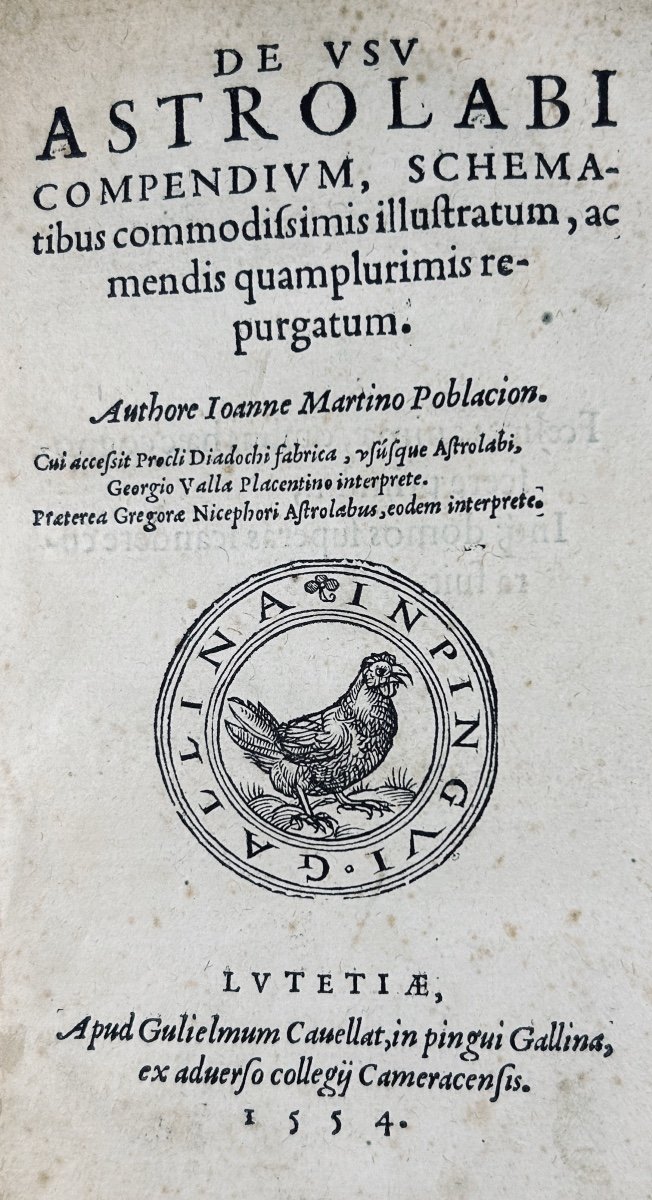 POBLACION & GREGORAE - De usu astrolabi compendium... Paris, Cavellat, 1554, broché.-photo-4