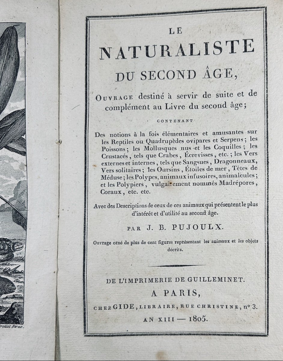 PUJOULX (J.-B.) - Le livre du second âge, ou l'histoire naturelle. Chez Gide, 1805, broché.-photo-3