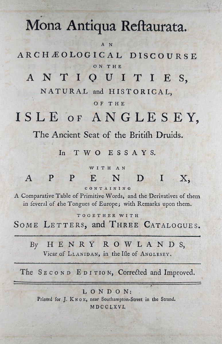 Rowlands (henry) - Mona Antiqua Restaurata An Archaelogical Discourse On The Antiquities. 1766.-photo-2