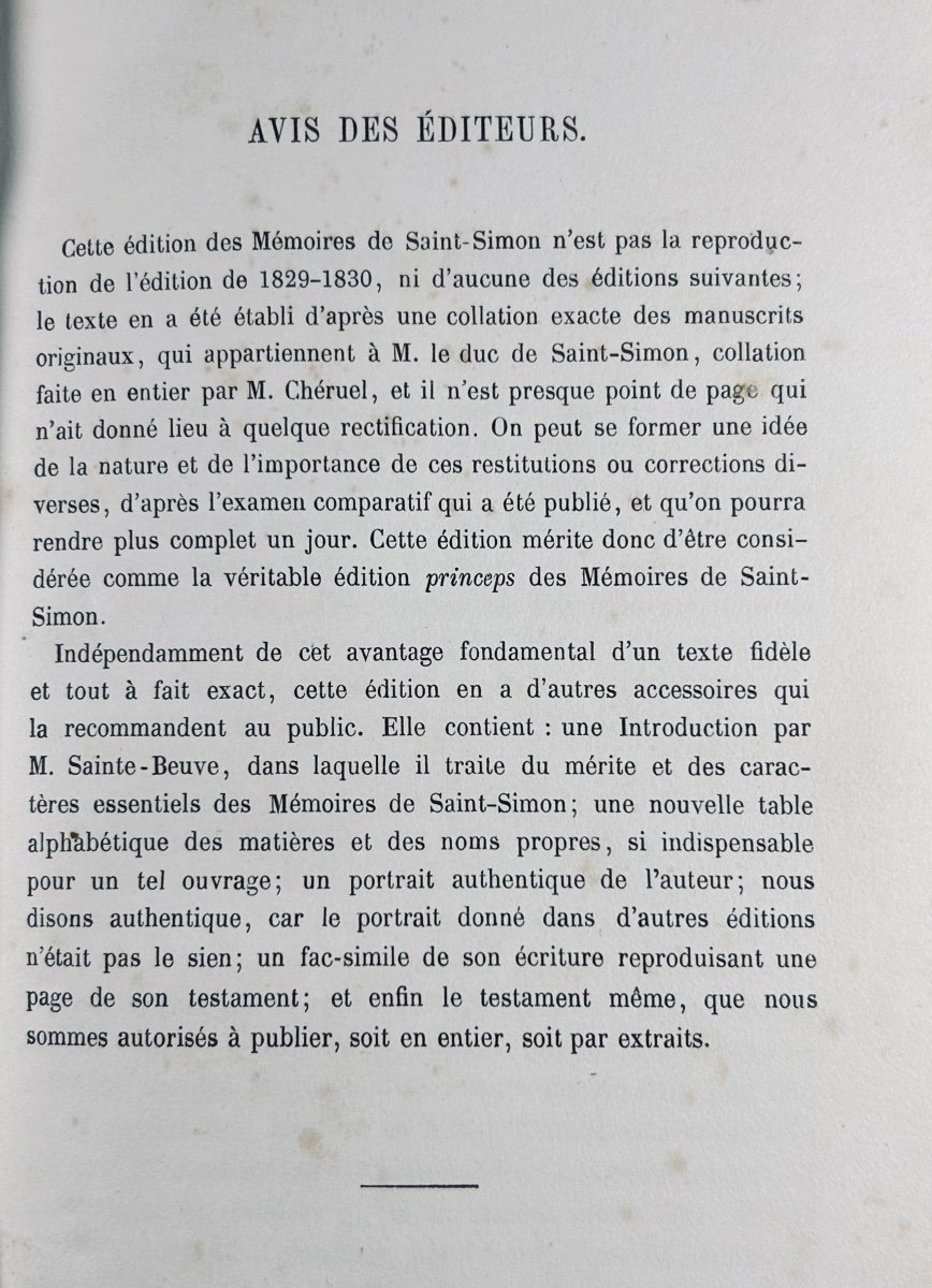 SAINT-SIMON - Mémoires complets et authentiques du duc de Saint-Simon. 1856-58, relié d'époque.-photo-4