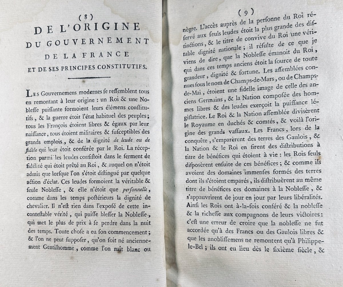 SENAC DE MEILHAN (Gabriel) - Du gouvernement, des moeurs, et des conditions en France. 1795.-photo-1