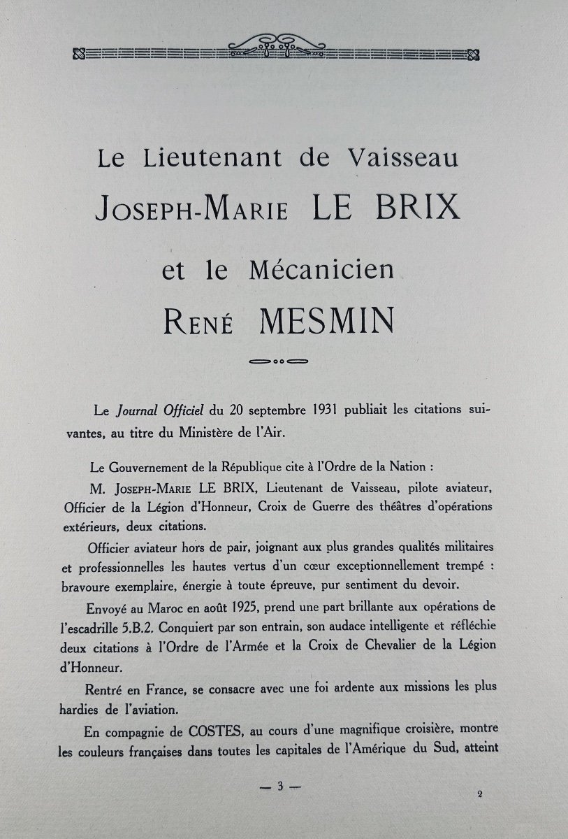 [AVIATION] - Le lieutenant de vaisseau Joseph-Marie Le Brix et le mécanicien René Mesmin. 1930.-photo-5