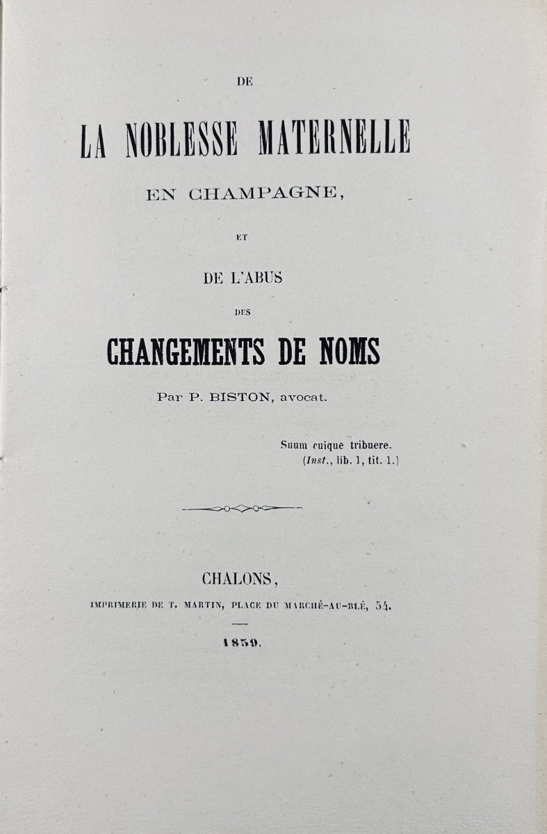 Biston (`p.) - Maternal Nobility In Champagne And The Abuse Of Name Changes. 1859.-photo-3