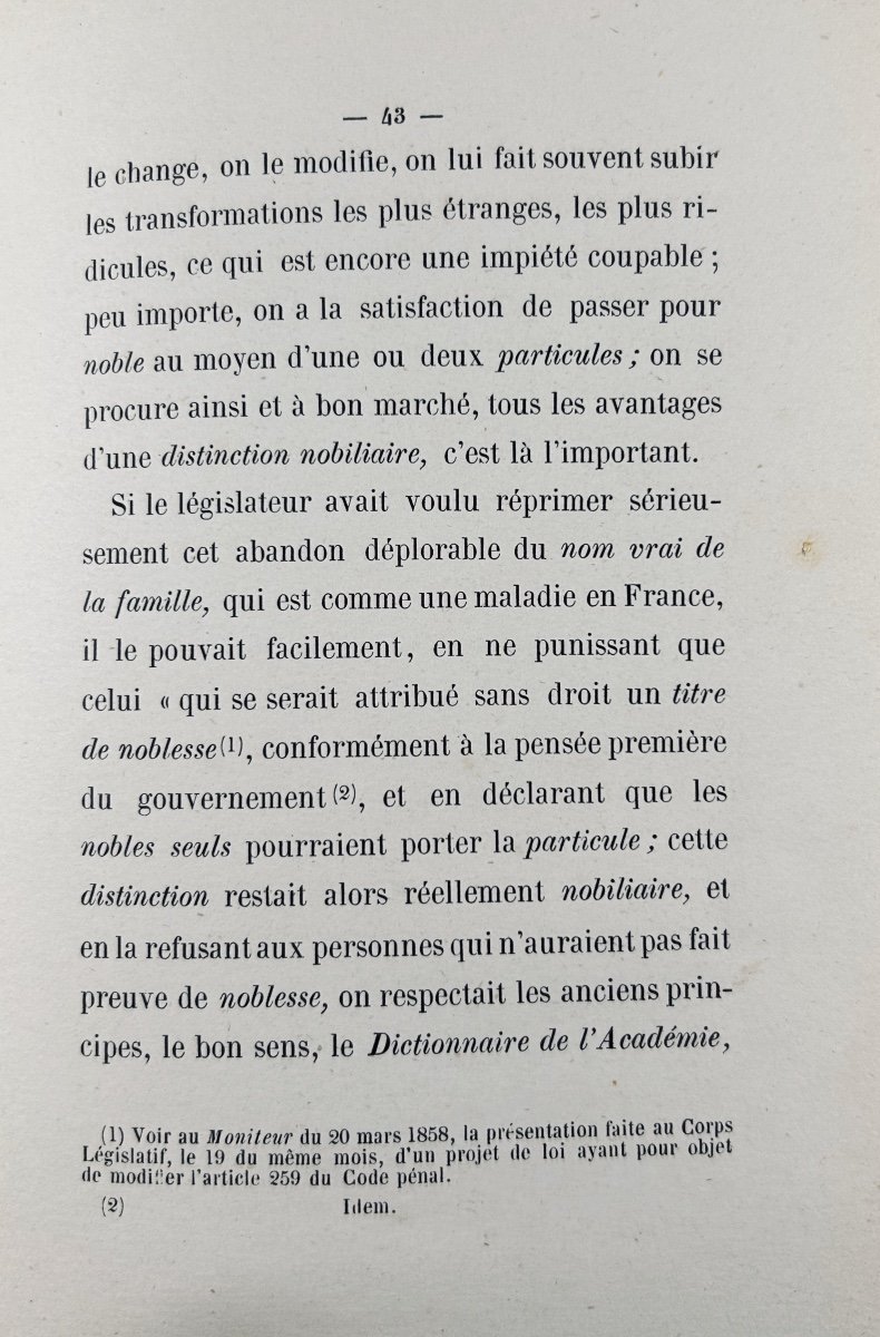 Biston (`p.) - Maternal Nobility In Champagne And The Abuse Of Name Changes. 1859.-photo-6