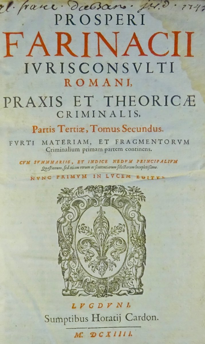 Farinacii - Treatise On Criminal Law In Latin Printed In 1614, Very Well Bound.-photo-2