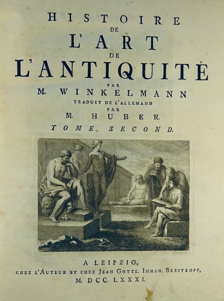 WINCKELMANN - Histoire de l'art de l'antiquité. Imprimé en 1782, reliure d'époque.-photo-2