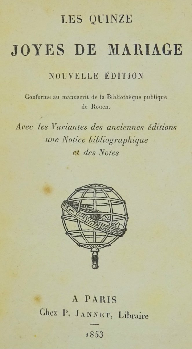 Anonyme - Les Quinze Joyes De Mariage.  Jannet, 1853.-photo-1