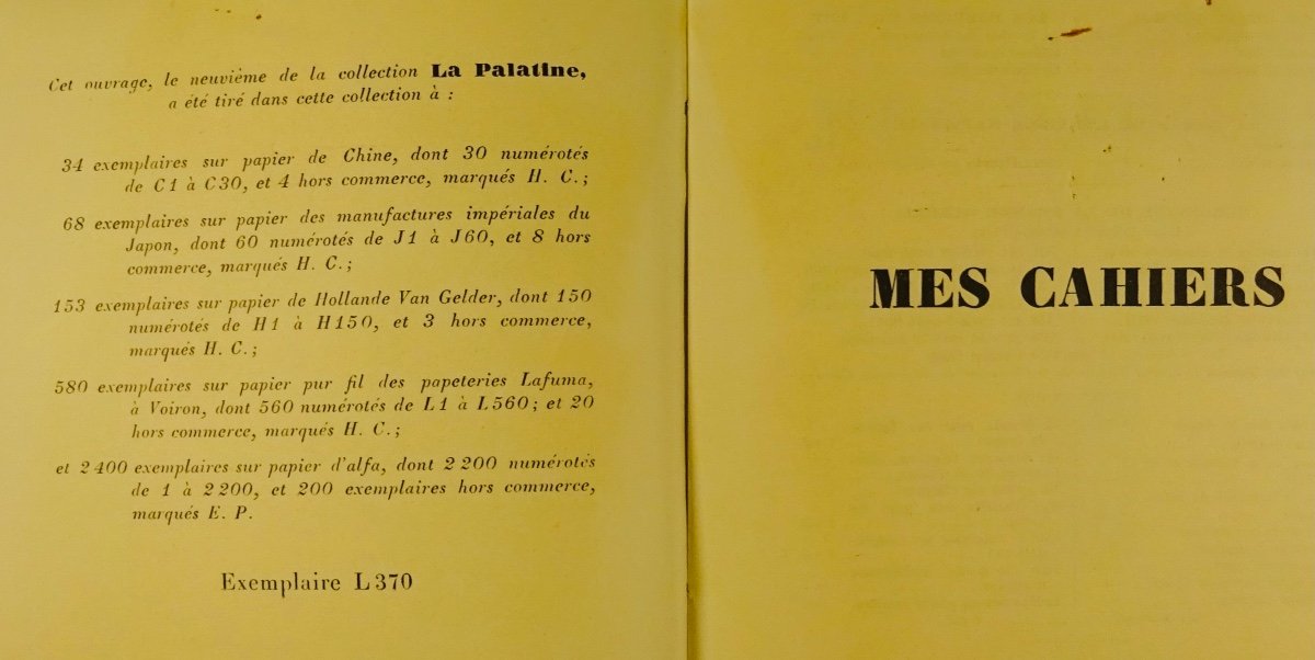 BARRÈS - Mes Cahiers. Tome deuxième (1898-1902). Plon - La Palatine, 1930. Édition originale.-photo-2