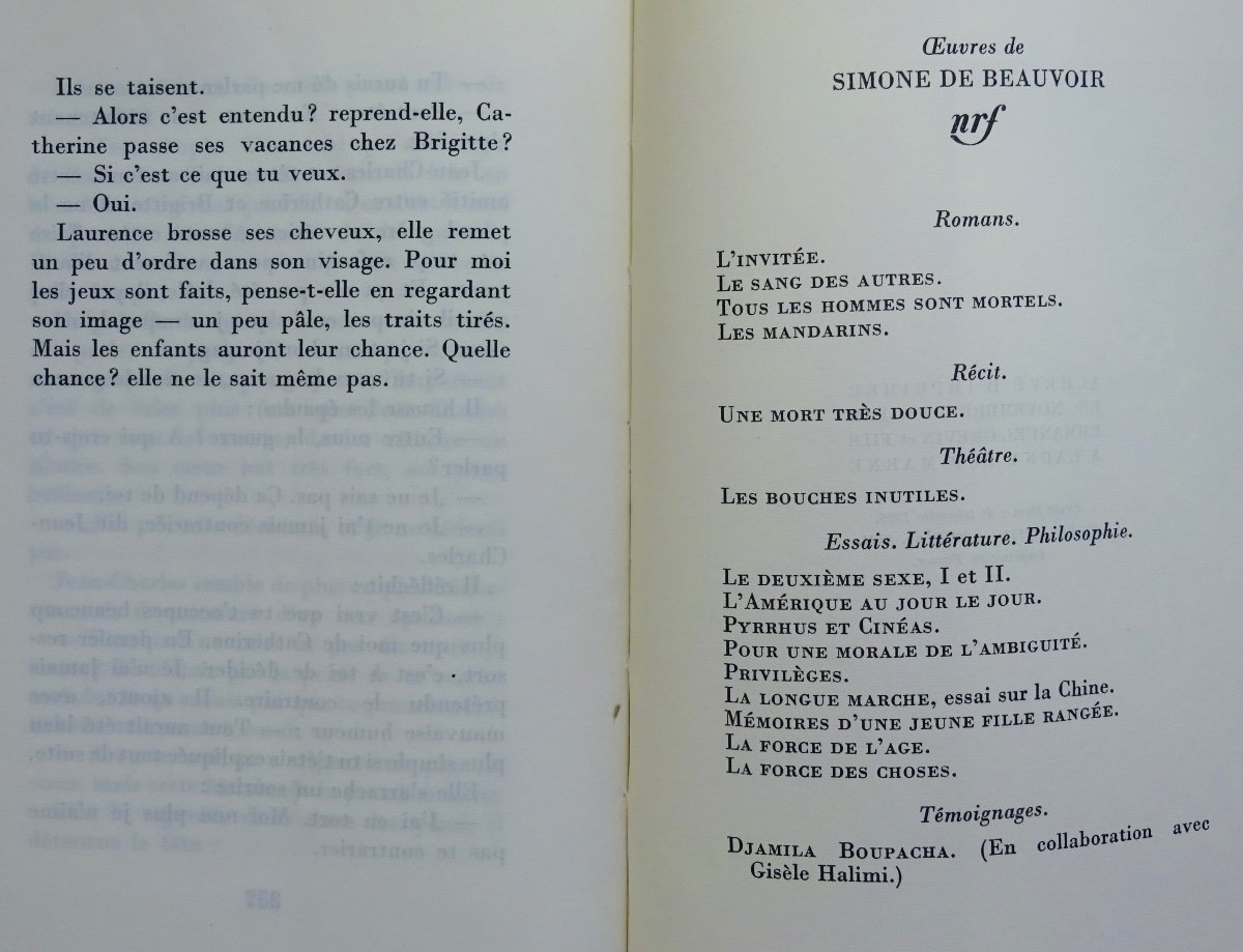 Beauvoir (simone De) - Les Belles Images. Librairie Gallimard, 1966. Original Edition.-photo-1