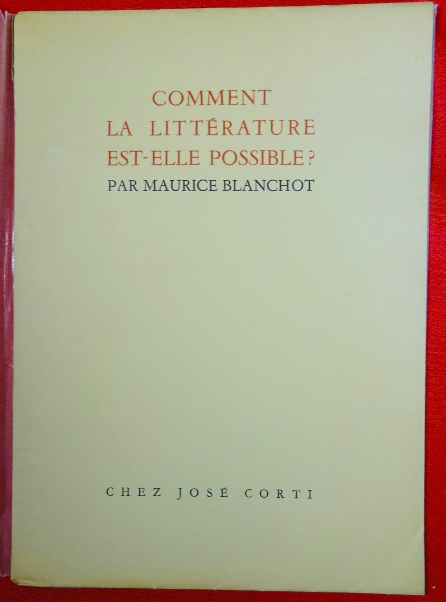 BLANCHOT - Comment la littérature est-elle possible ?. Chez José Corti, 1942. Édition originale-photo-7