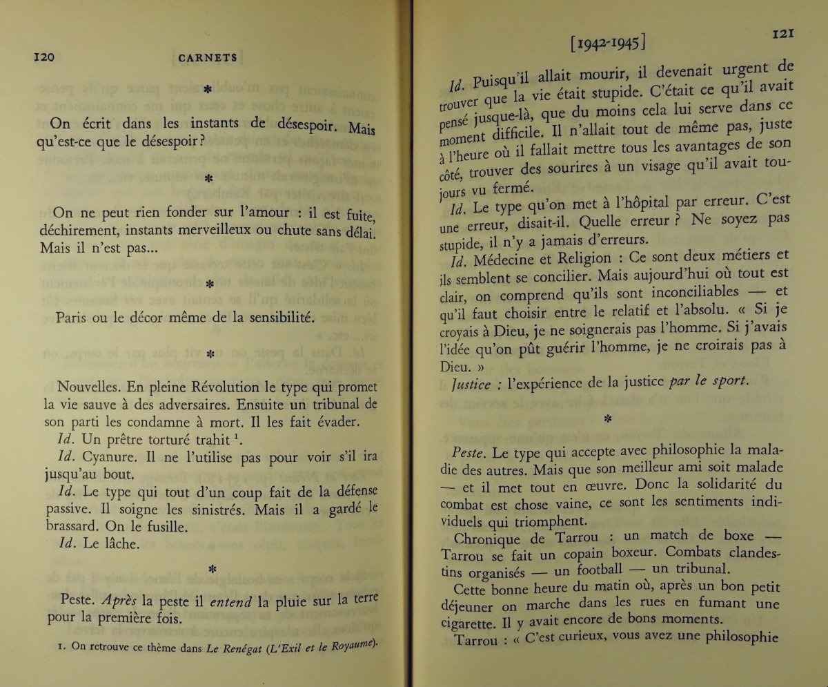 	CAMUS (Albert) - Carnets. Janvier 1942 - Mars 1951. Gallimard, 1964. Édition originale.-photo-8